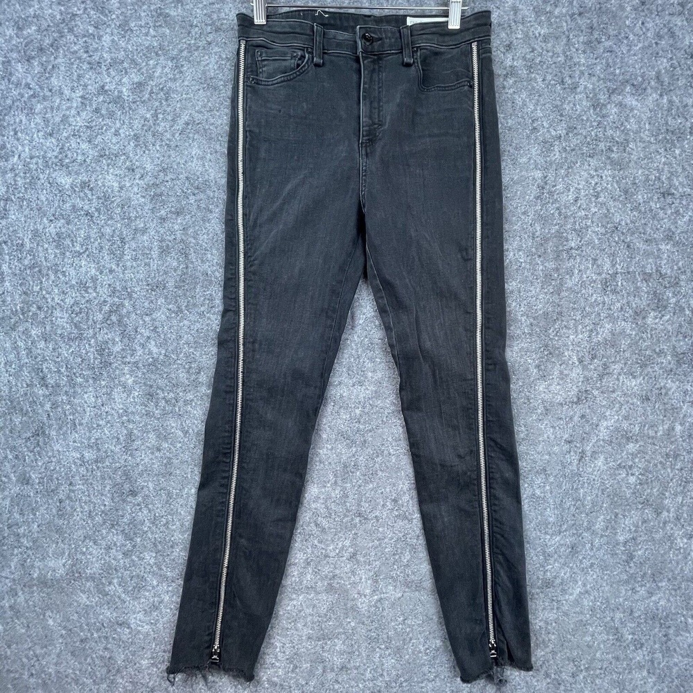 Rag & Bone Jeans Womens 26 Carlton Nina High Rise Skinny Side Zip‎ Stretch Moto